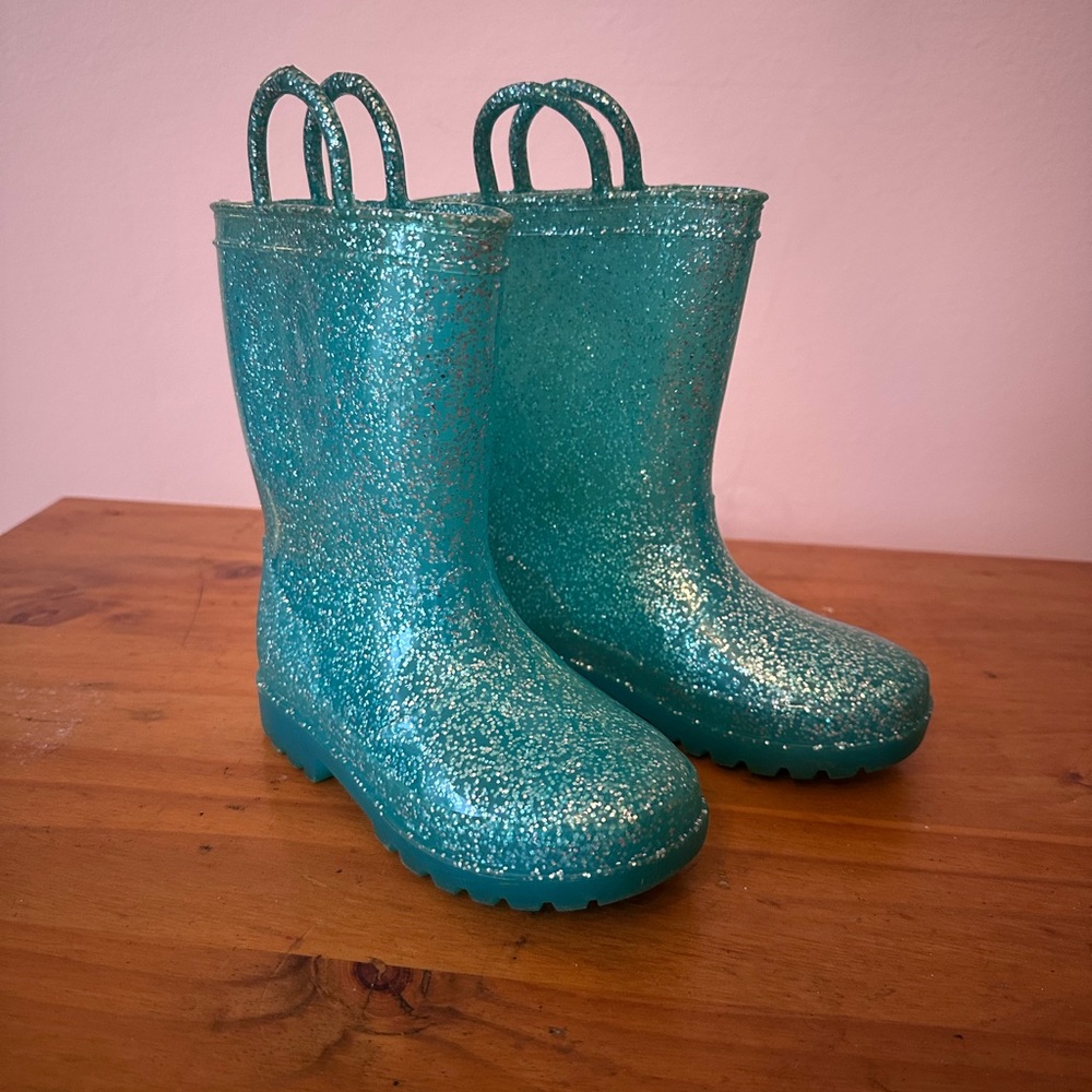 Sparkly Blue Glitter Rain Boots - Picture 2 of 3